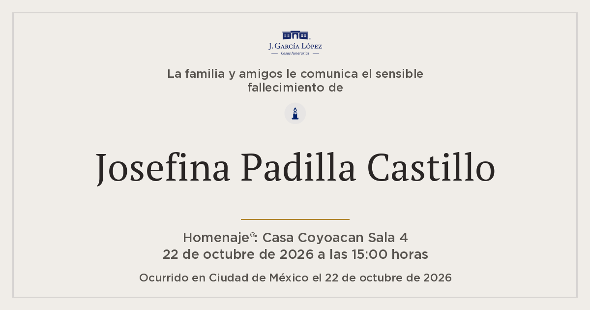 Josefina Padilla Castillo — Obituario | J. García López